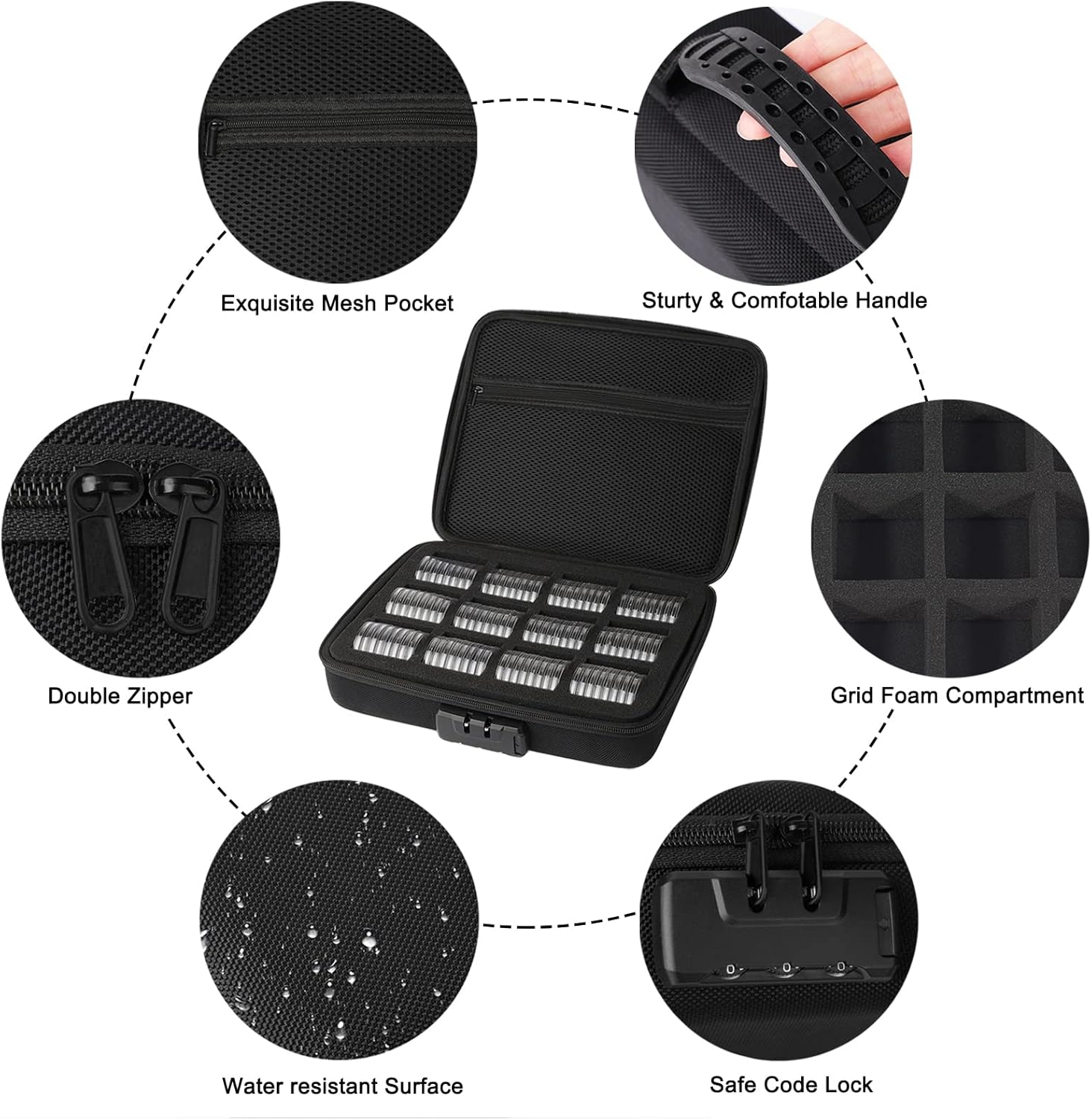 46mm Coin Capsules with Foam Gasket and Storage Organizer Box